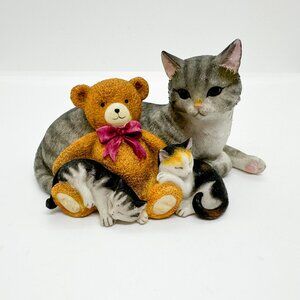 SOLD Vintage Lenox Mom Kittens Cat Cuddle Up Tabby Calico Teddy Bear Family